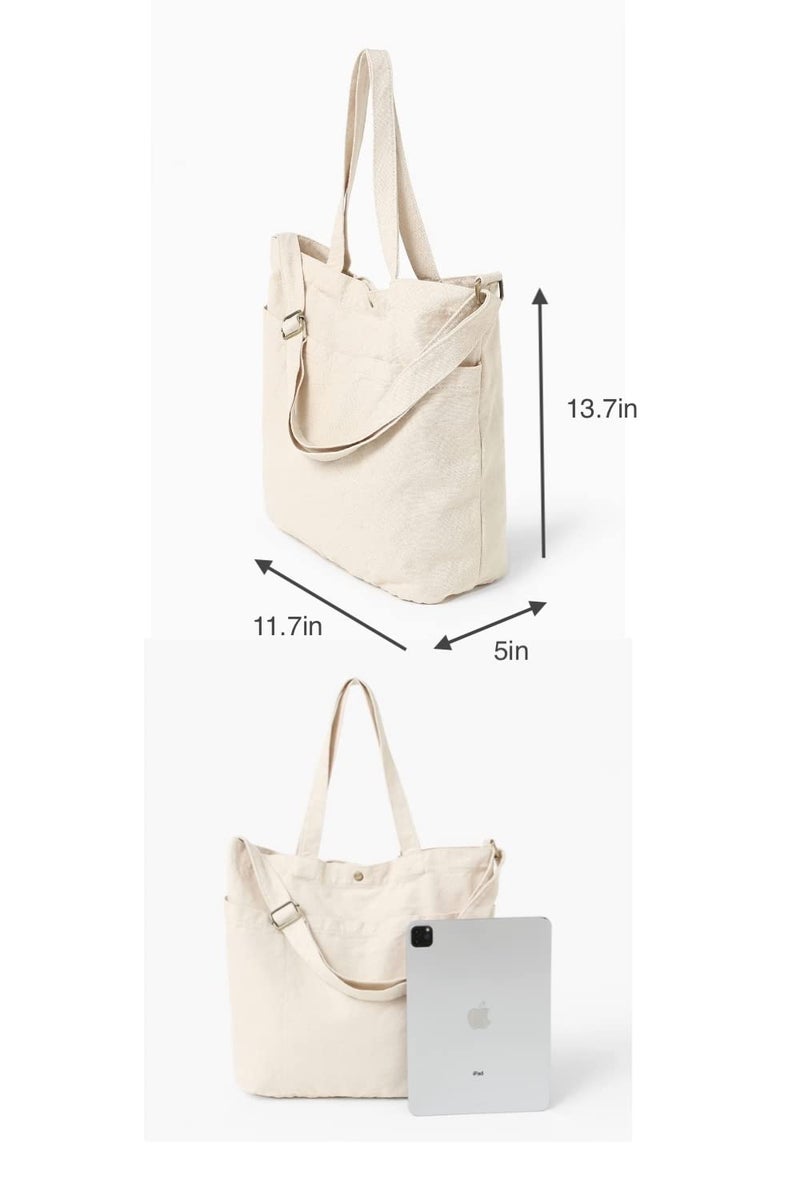 Jeelow Canvas Shoulder Tote Bag Crossbody Handbag Multiple Pockets For Men & Women - Image 5